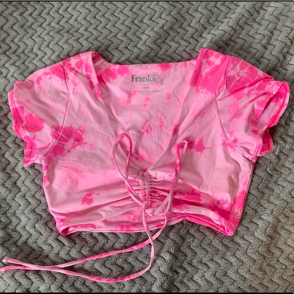 Frankies bikinis pink medium bikini top only